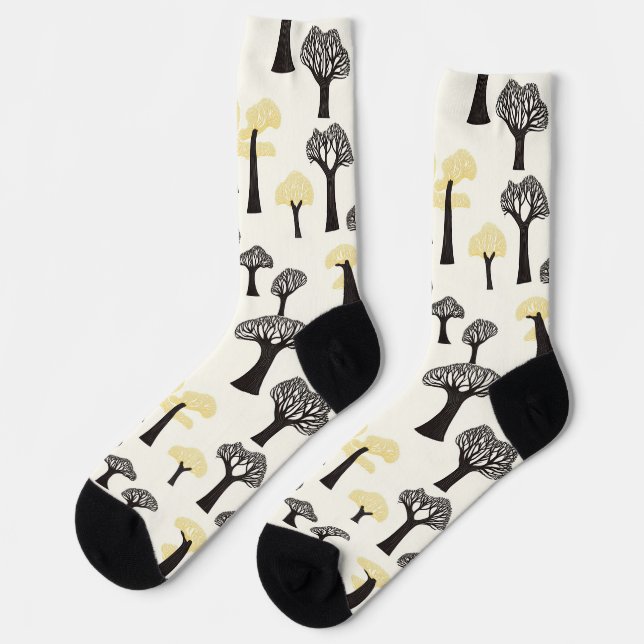 Chaussette Motif d'arbre baobab fantaisiste (Gauche)