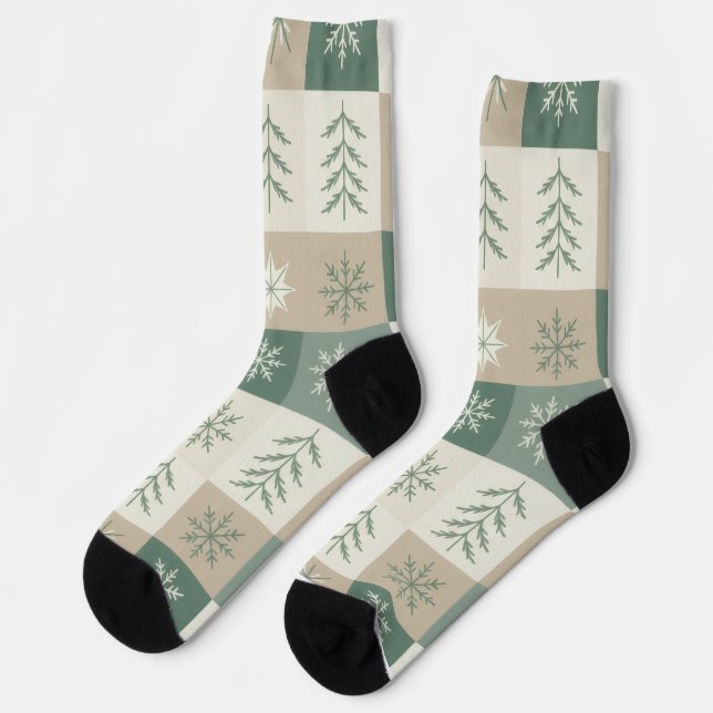 Chaussette Motif d'arbre de Noël scandinave sans couture (Gauche)