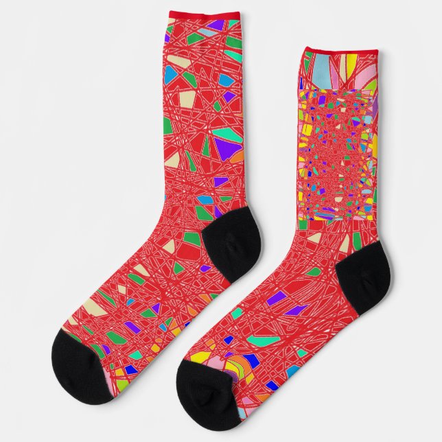 CHAUSSETTE MOTIF D'ART PRINCIPAL COULEUR ROUGE (Gauche)
