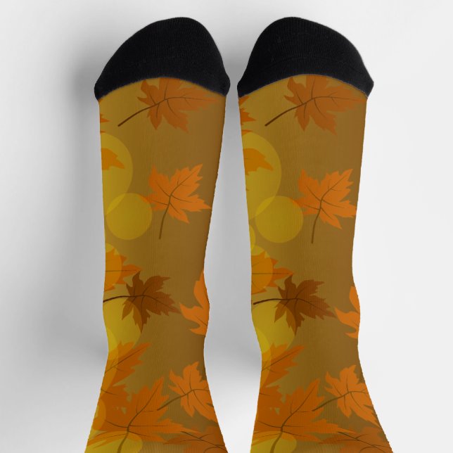 Chaussette Motif d'automne avec feuilles d'érable en chute et (Haut)
