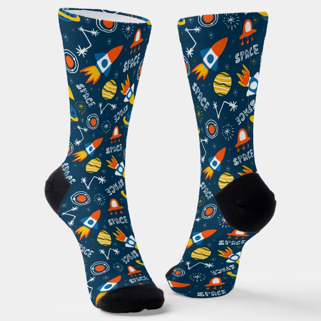 Chaussette Motif d'aventures spatiales colorées (Angulaire)