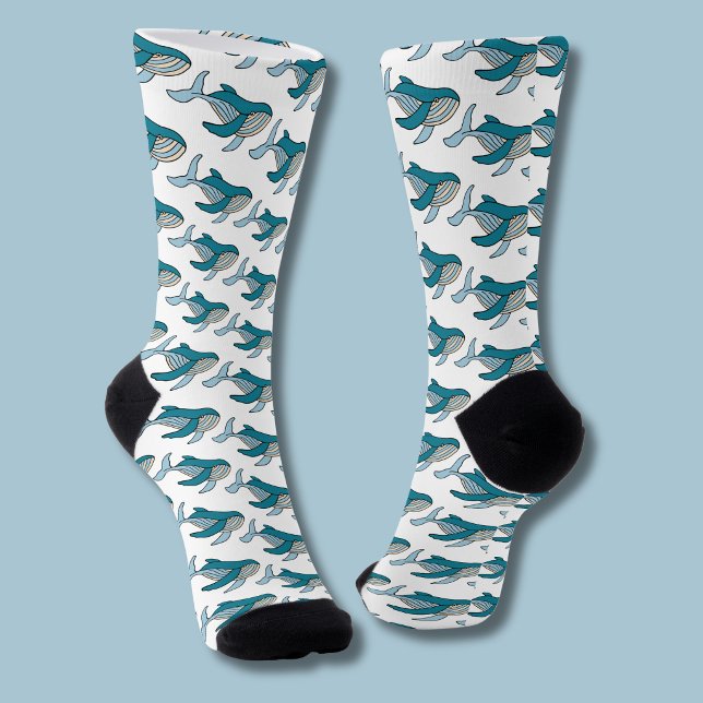 Chaussette Motif de baleine bleue (Blue whale socks)