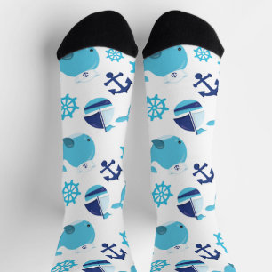 Chaussette Motif De Baleines, Beaux Baleines, Baleines Bleues