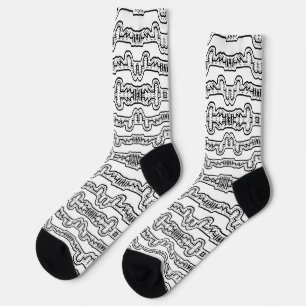 Chaussette Motif de bandes tribales en noir et blanc