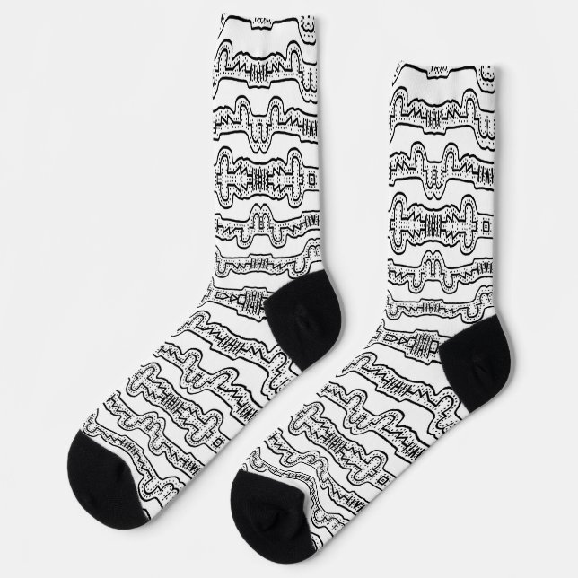 Chaussette Motif de bandes tribales en noir et blanc (Gauche)