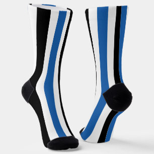 Chaussette Motif de bandes verticales en bleu noir