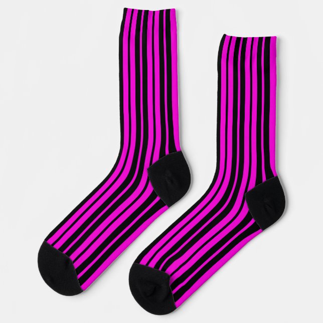 Chaussette Motif de bandes verticales violettes noires (Gauche)