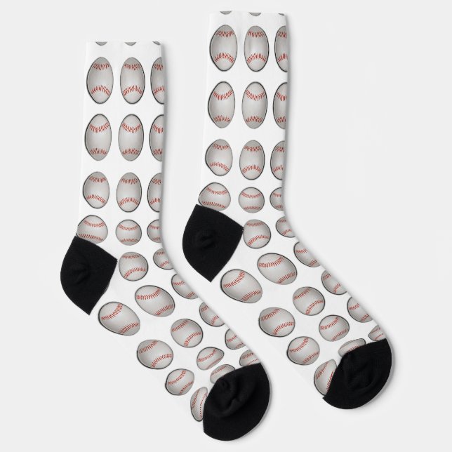 Chaussette Motif de baseball Fond blanc (Droite)