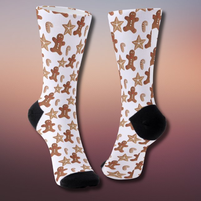 Chaussette Motif de biscuit de Noël au gingembre (Christmas cookie pattern socks)