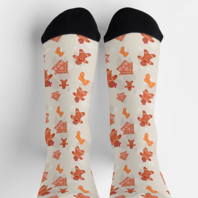 Chaussette Motif de biscuits de Noël au gingembre (Haut)