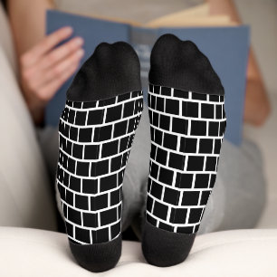 Chaussette Motif de bloc géométrique moderne noir et blanc
