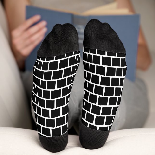Chaussette Motif de bloc géométrique moderne noir et blanc (Fond)