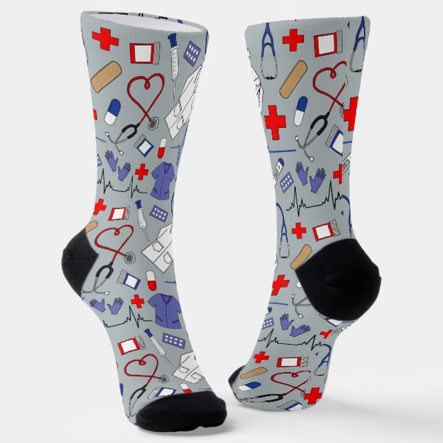 Chaussette Motif de blouse de docteur et d'infirmière (Angulaire)