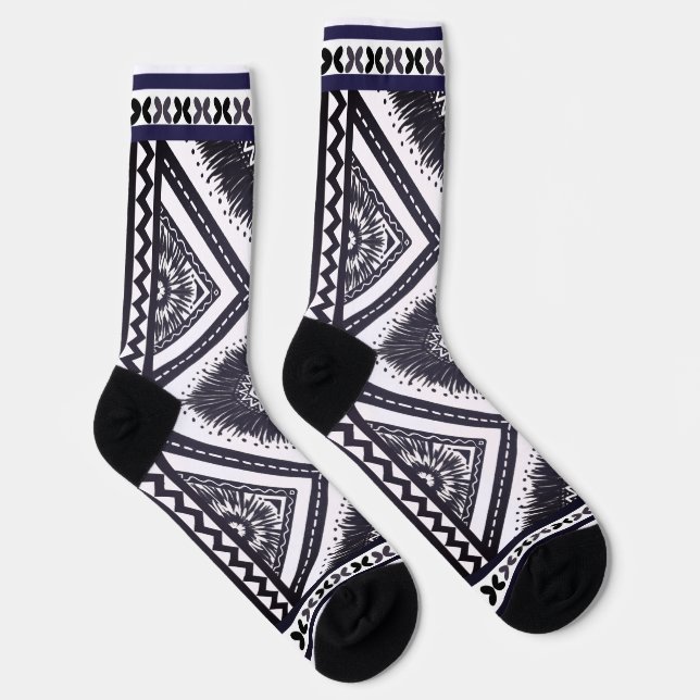 Chaussette Motif de Boho Blanc de la Marine (Droite)