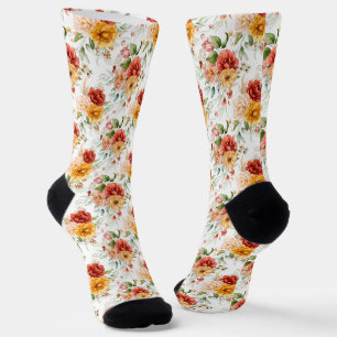Chaussette Motif de bouquet de fleurs Red Peony