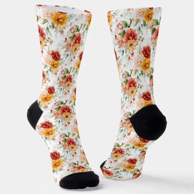 Chaussette Motif de bouquet de fleurs Red Peony (Angulaire)