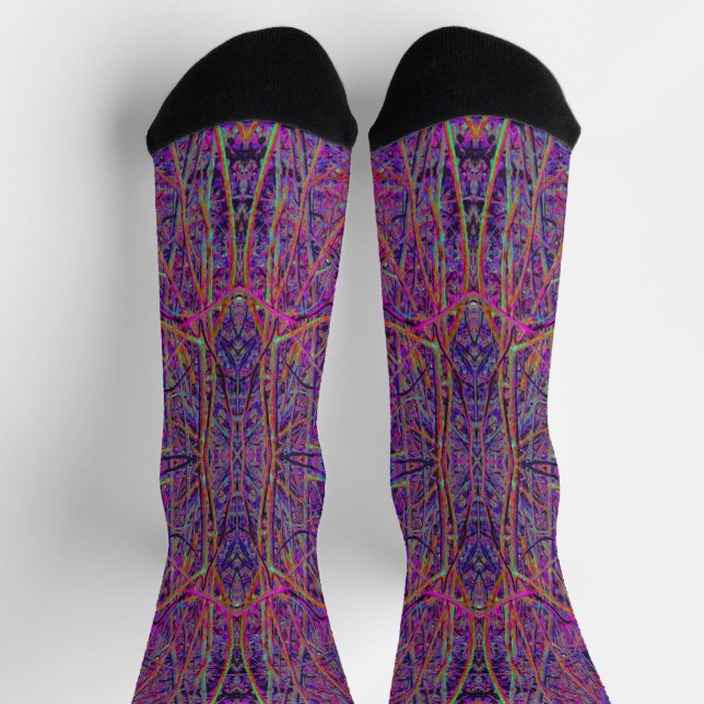 Chaussette Motif de branche abstrait noir et rose cool (Haut)