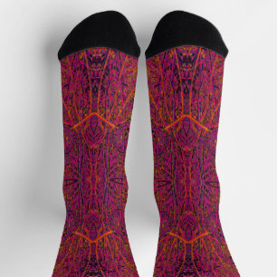 Chaussette Motif de branche abstrait rose chaud cool