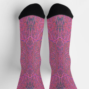 Chaussette Motif de branche abstrait rose et vert cool