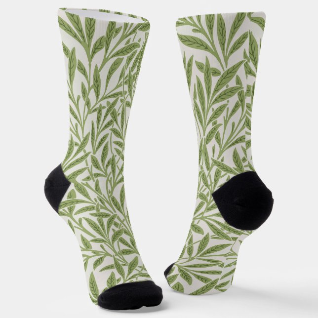 Chaussette Motif de branches feuillues vertes  (Angulaire)