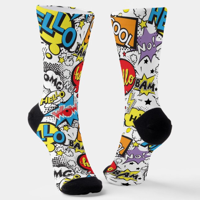 Chaussette Motif de bulle de dialogue d'art pop de bande dess (Angulaire)