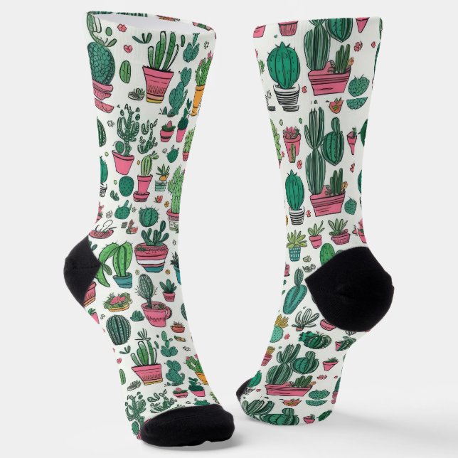 Chaussette Motif de cactus succulent (Angulaire)