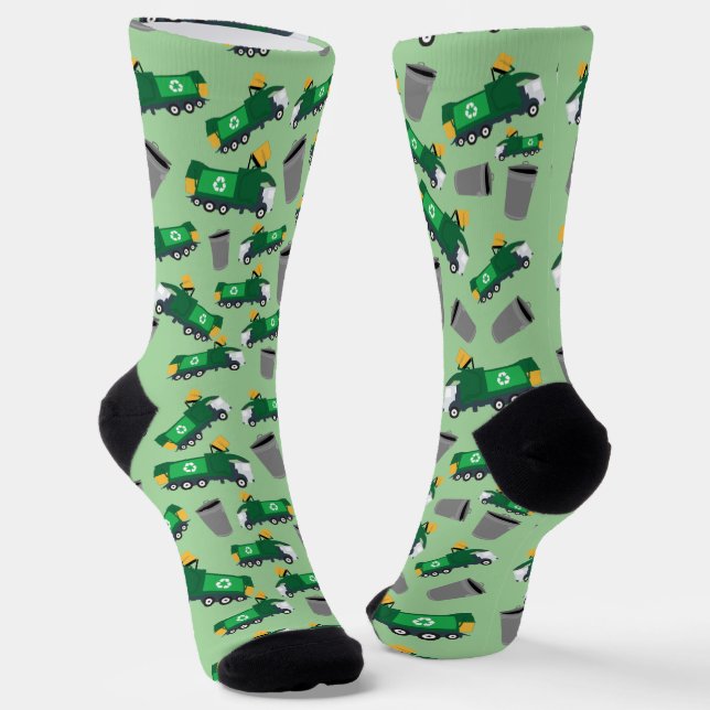 Chaussette Motif de camion de recyclage des ordures (Angulaire)