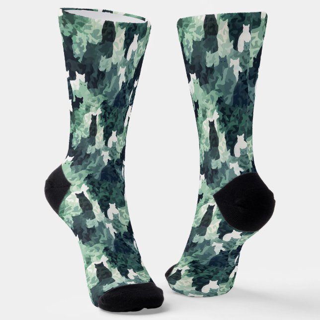 Chaussette Motif de camouflage de chats verts (Angulaire)