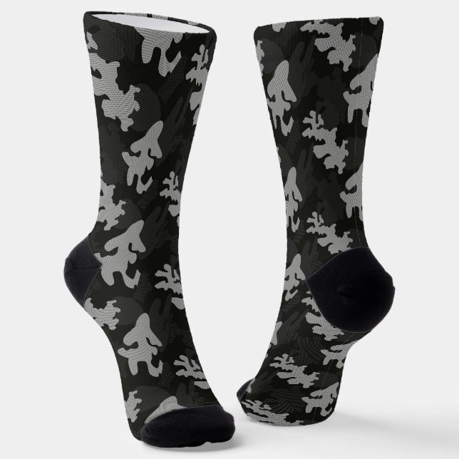 Chaussette Motif de camouflage noir (Angulaire)