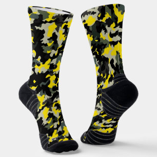 Chaussette Motif de camouflage noir et jaune