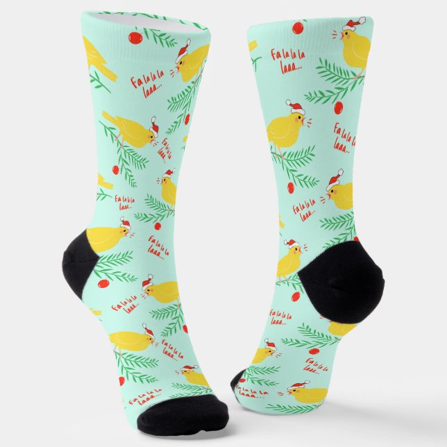 Chaussette Motif de canari chantant Noël (Angulaire)
