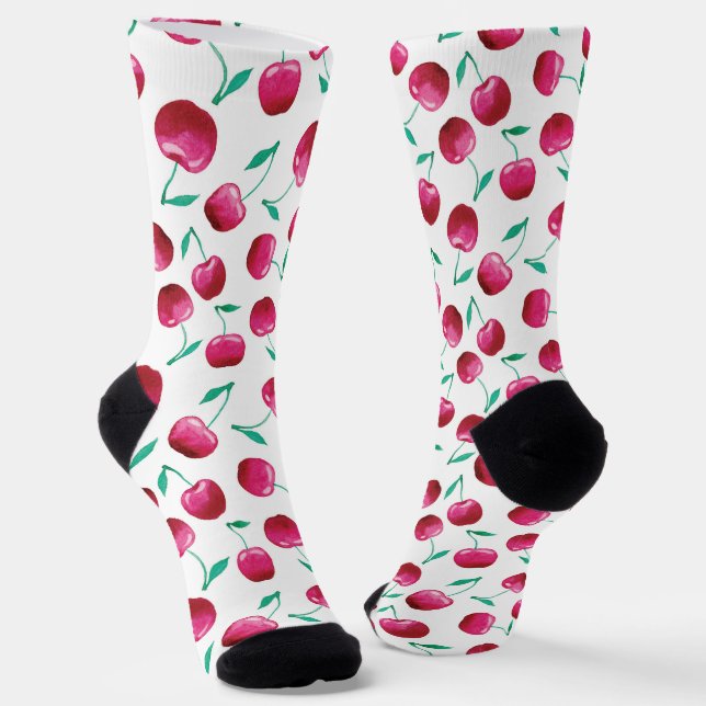 Chaussette Motif de cerise aquarelle (Angulaire)