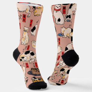 Chaussette Motif de chat Ukiyo-e japonais vintage : Kuniyoshi