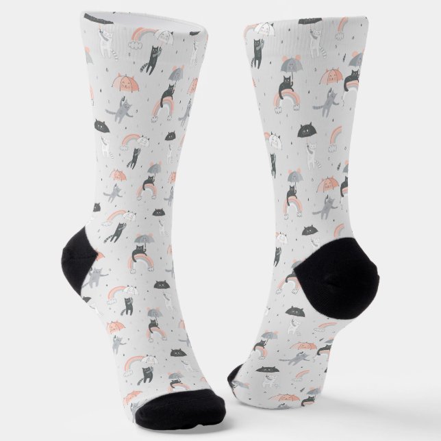 Chaussette Motif de chats à plume (Angulaire)