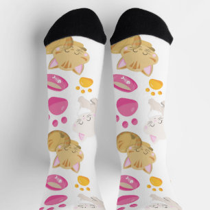 Chaussette Motif De Chats, Chats Mignons, Kitty, Chatons, Paw