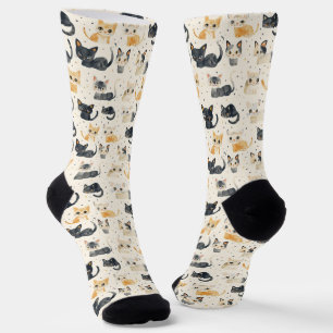 Chaussette Motif de chats étranges