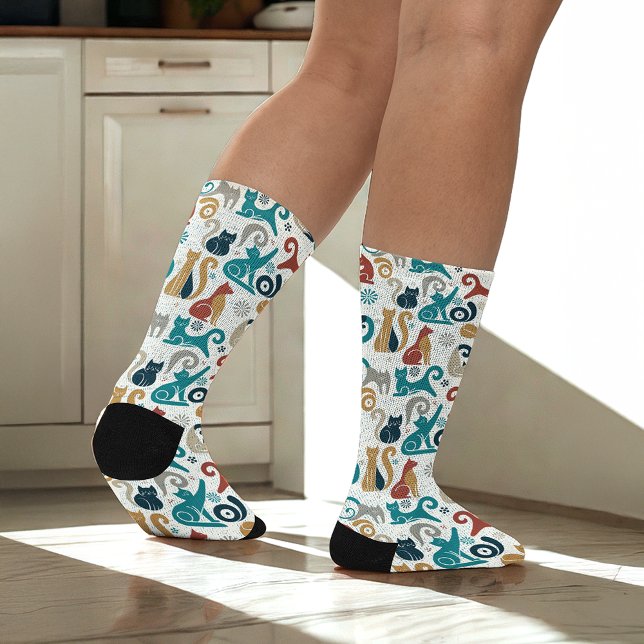 Chaussette Motif de chats géométriques Abstrait (Créateur téléchargé)
