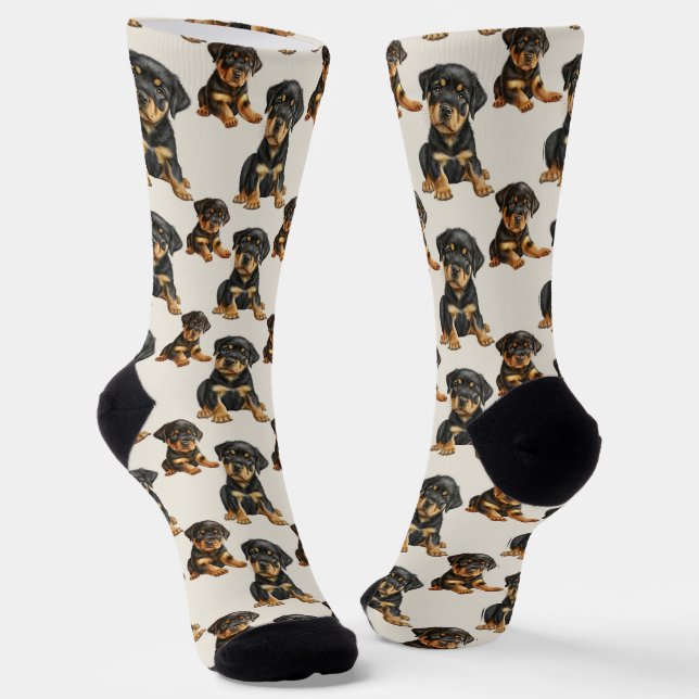 Chaussette Motif de chien chiot Rottweiler (Angulaire)