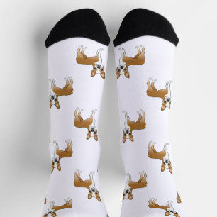 Chaussette Motif de chien de dessin animé Boston Terrier fauv
