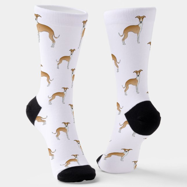 Chaussette Motif de chien mignon de la Fawn et blanc italien  (Angulaire)