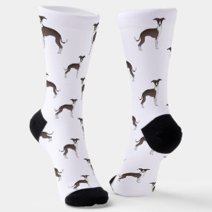 Chaussette Motif de chien mignon gris italien cacheté et blan