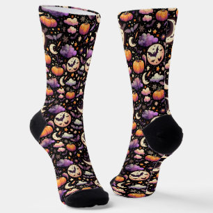 Chaussette Motif de ciel nocturne fantaisiste d'Halloween