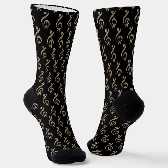 Chaussette Motif de clé de musique en or (Angulaire)