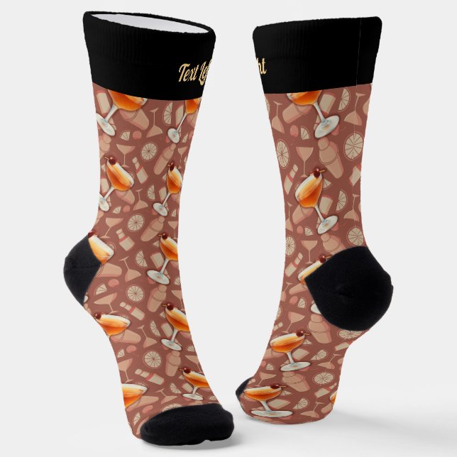 Chaussette Motif de cocktail Manhattan (Angulaire)