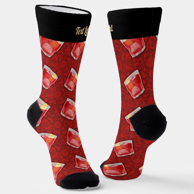 Chaussette Motif de cocktail Negroni (Angulaire)