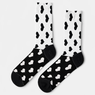 Chaussette Motif de coeur Black White Love