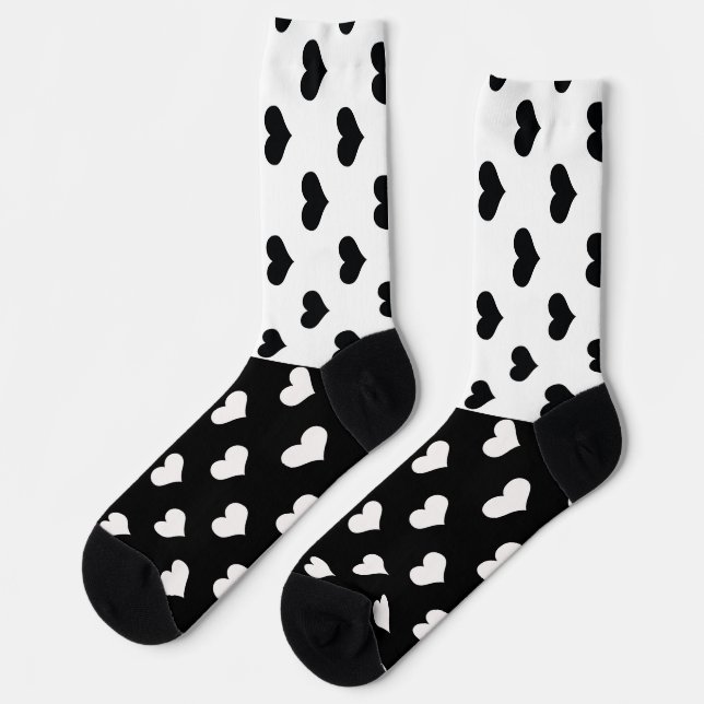 Chaussette Motif de coeur Black White Love (Gauche)
