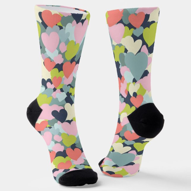 Chaussette Motif de coeur coloré (Angulaire)