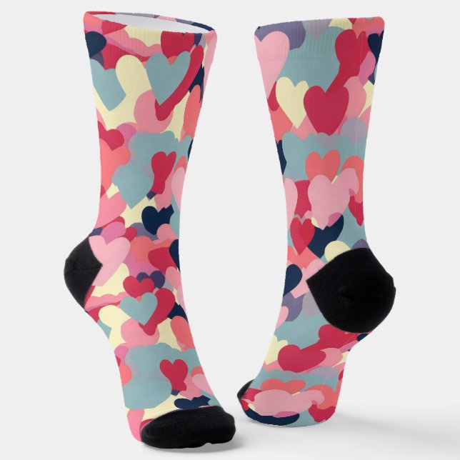 Chaussette Motif de coeur coloré mignon (Angulaire)