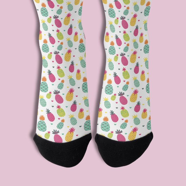 Chaussette Motif de cœur et d'ananas tropical (Pineapple socks)